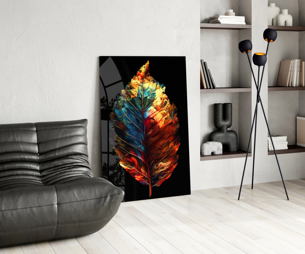 Autumn Leaf panel adding editorial drama to a hallway