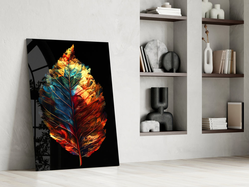 Autumn Leaf glass print enhancing a reading nook with statement palette