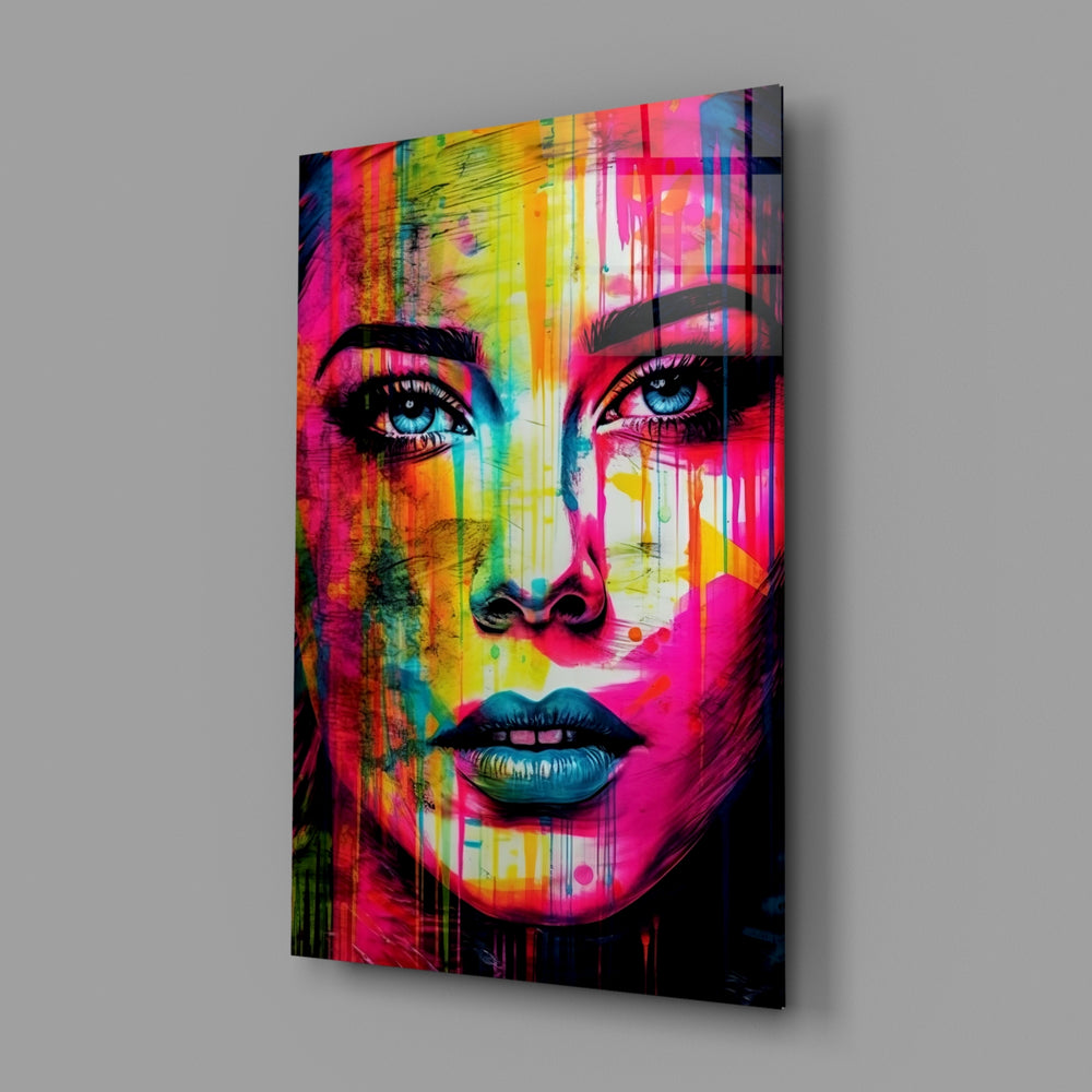Drip-poster panel bringing cinematic glow to a creative office