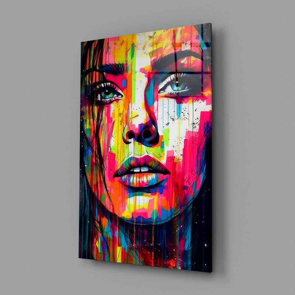 Drip-poster panel bringing cinematic glow to a creative office