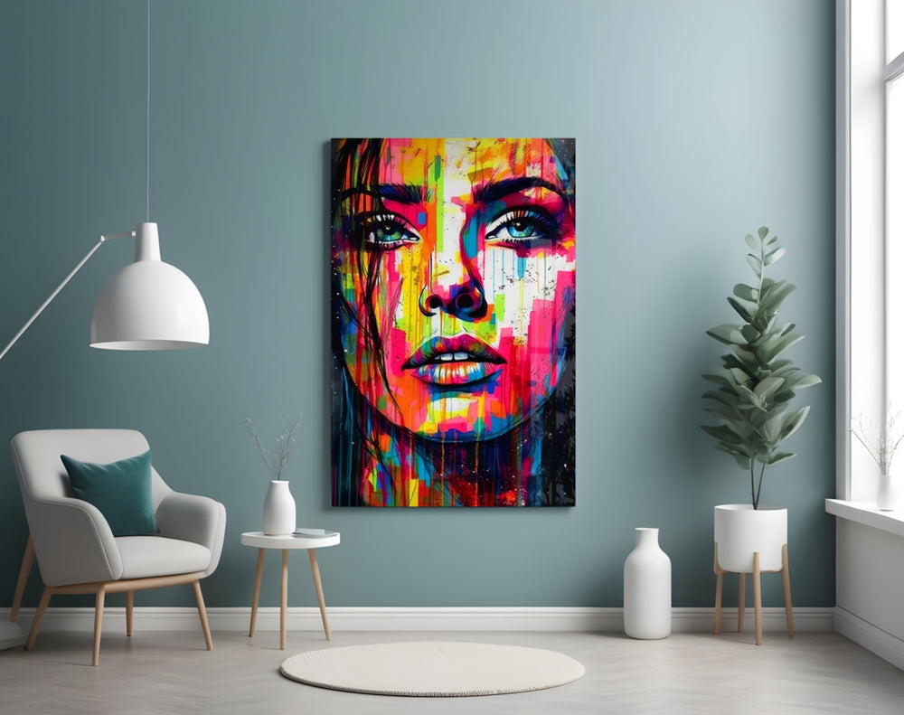Beauty glass wall art styled above a console in a fashion atelier