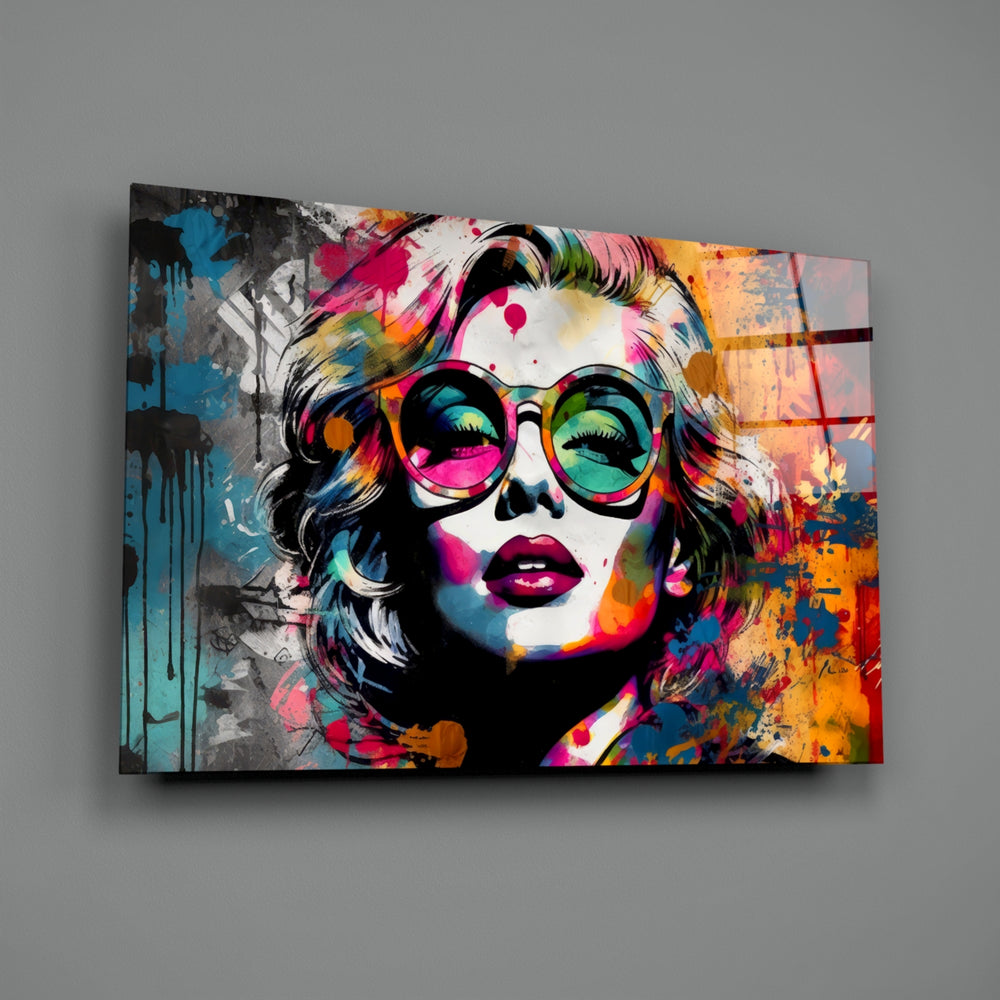 Pop-graffiti panel bringing cinematic glow to a contemporary lounge