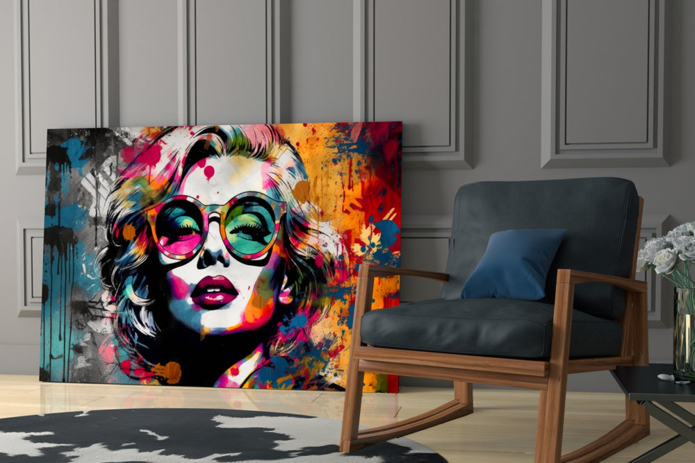Smarty-Pants glass print enhancing a media room with statement palette