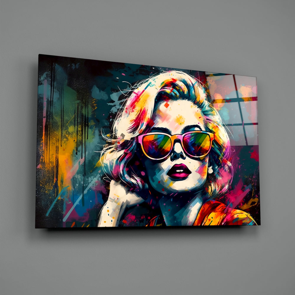 Pop-graffiti panel bringing cinematic glow to a contemporary lounge