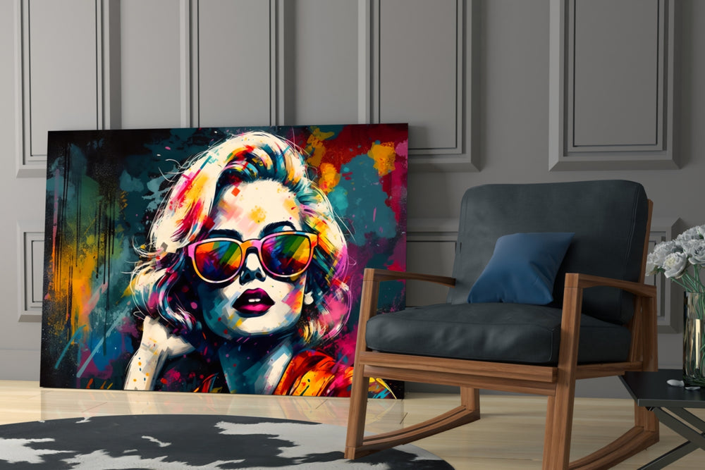 Smarty-Pants glass print enhancing a media room with statement palette