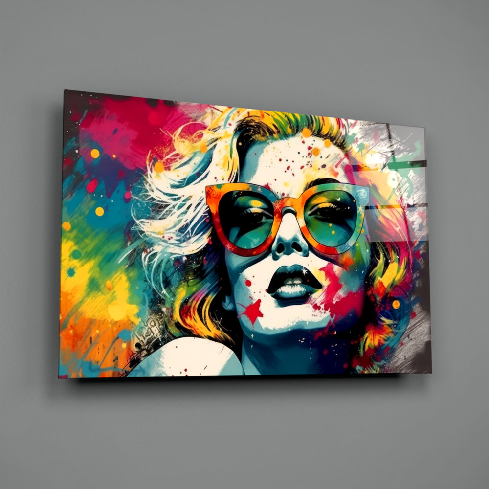 Pop-graffiti panel bringing cinematic glow to a contemporary lounge