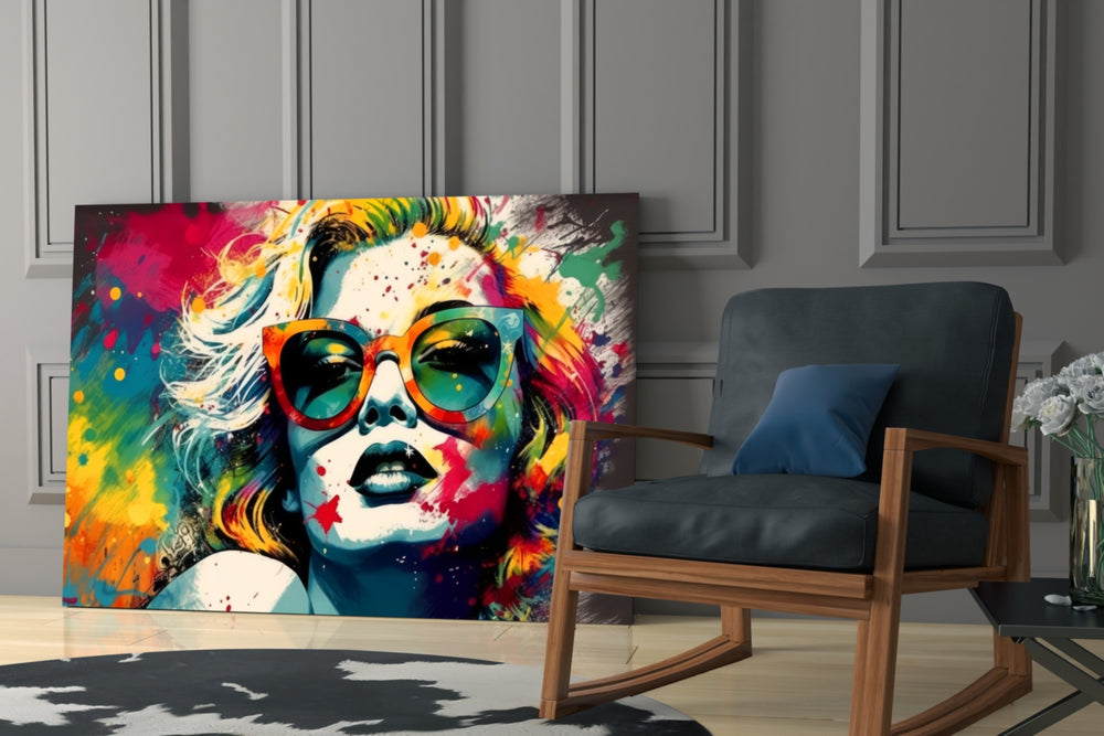 Smarty-Pants glass print enhancing a media room with statement palette