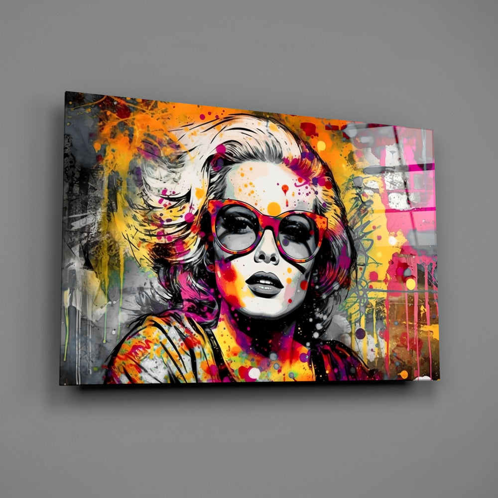 Pop-graffiti panel bringing cinematic glow to a contemporary lounge