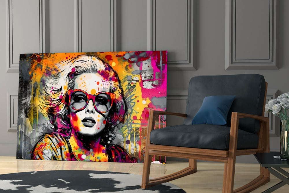 Smarty-Pants glass print enhancing a media room with statement palette