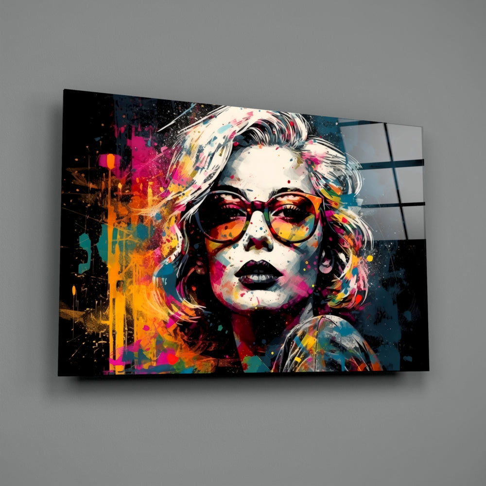 Pop-graffiti panel bringing cinematic glow to a contemporary lounge