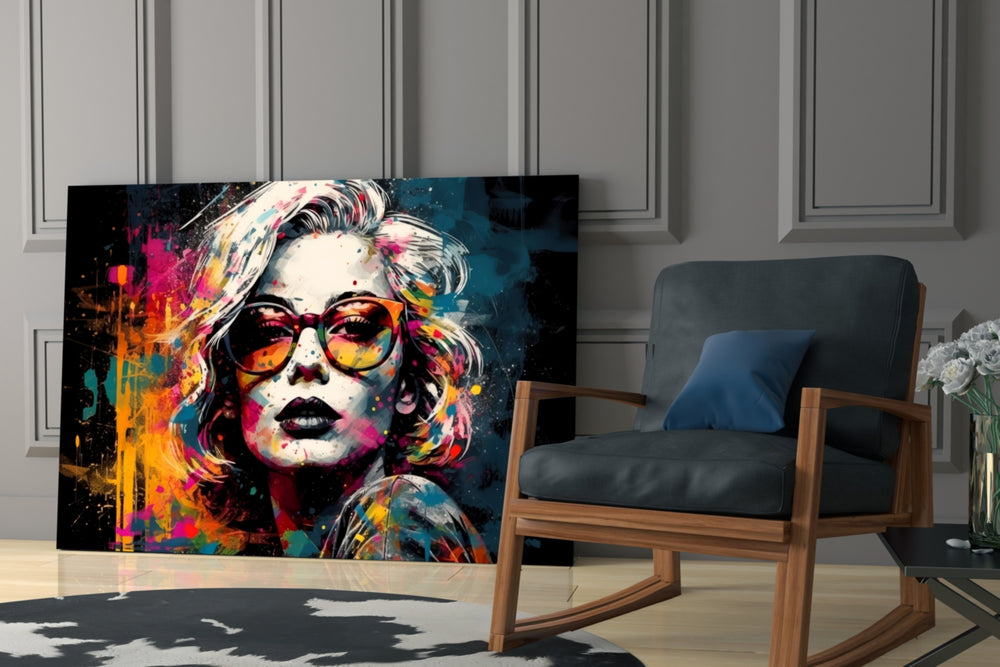 Smarty-Pants glass print enhancing a media room with statement palette