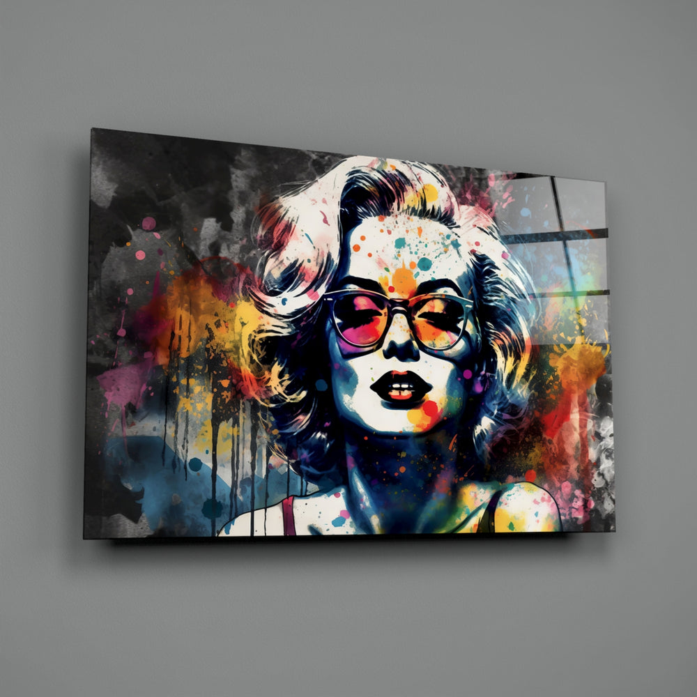Watercolor-pop panel bringing cinematic glow to a contemporary lounge