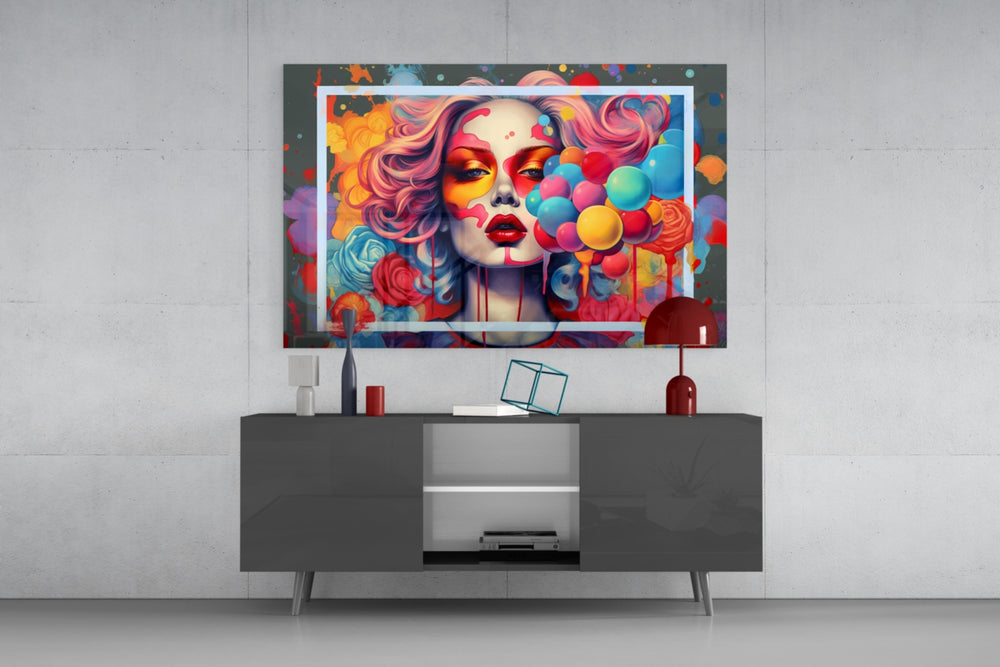 Balloons and the Kiss panel catching lamp light to reveal its cinematic glow