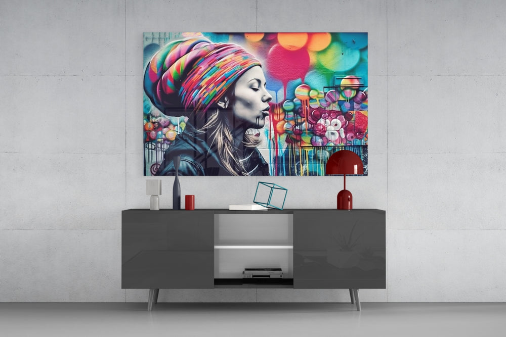 Peaceful Mind panel catching lamp light to reveal its urban grit