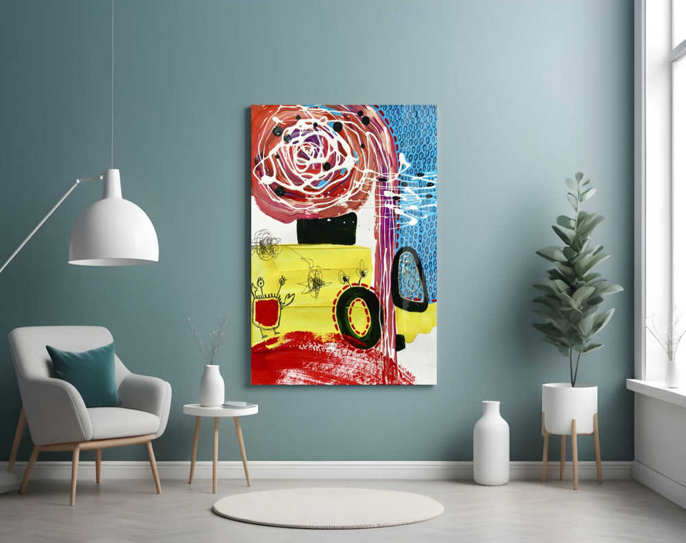 Mix glass wall art styled above a crib in a children's nursery