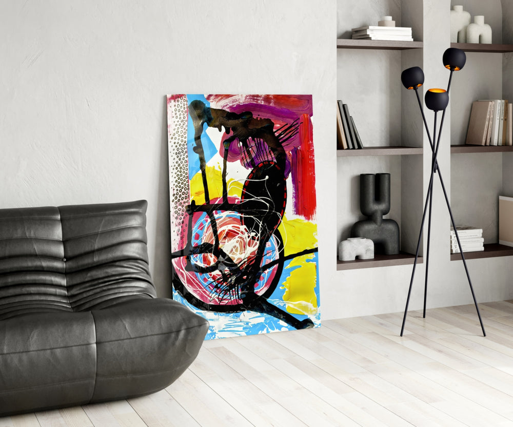 Dance of Abstract Lines panel adding editorial drama to a hallway