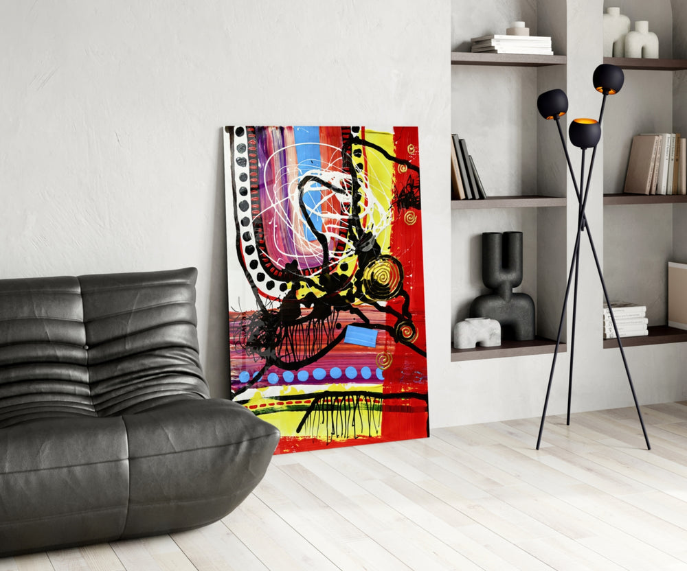 Dance of Abstract Lines panel adding editorial drama to a hallway