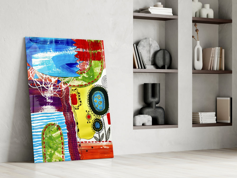 Dance of Abstract Lines glass print enhancing a den with statement warmth