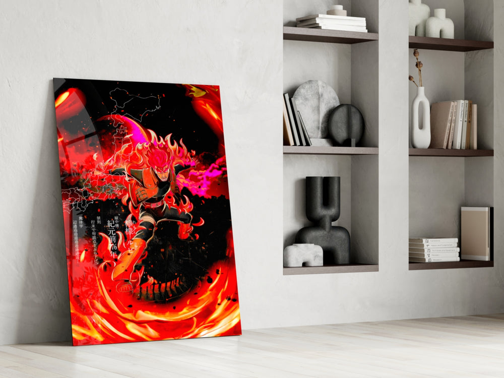 Manga glass print enhancing a den with statement firepower