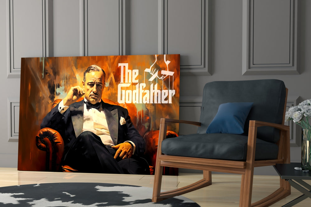 Godfather glass print enhancing a den with statement gravity