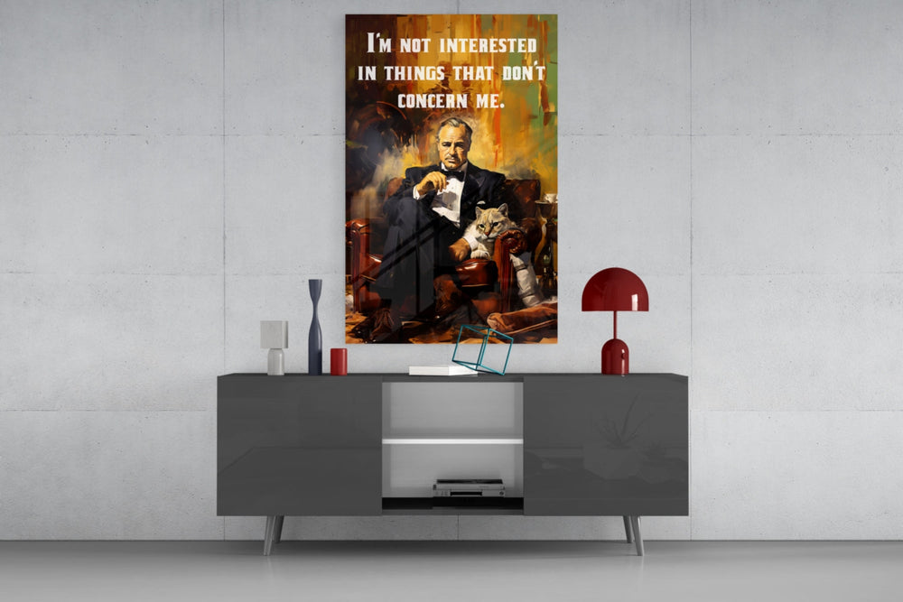 Godfather panel catching lamp light to reveal its cinematic glow
