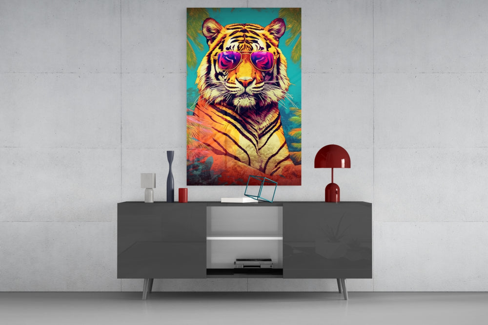 Cool Tiger panel catching lamp light to reveal its cinematic glow