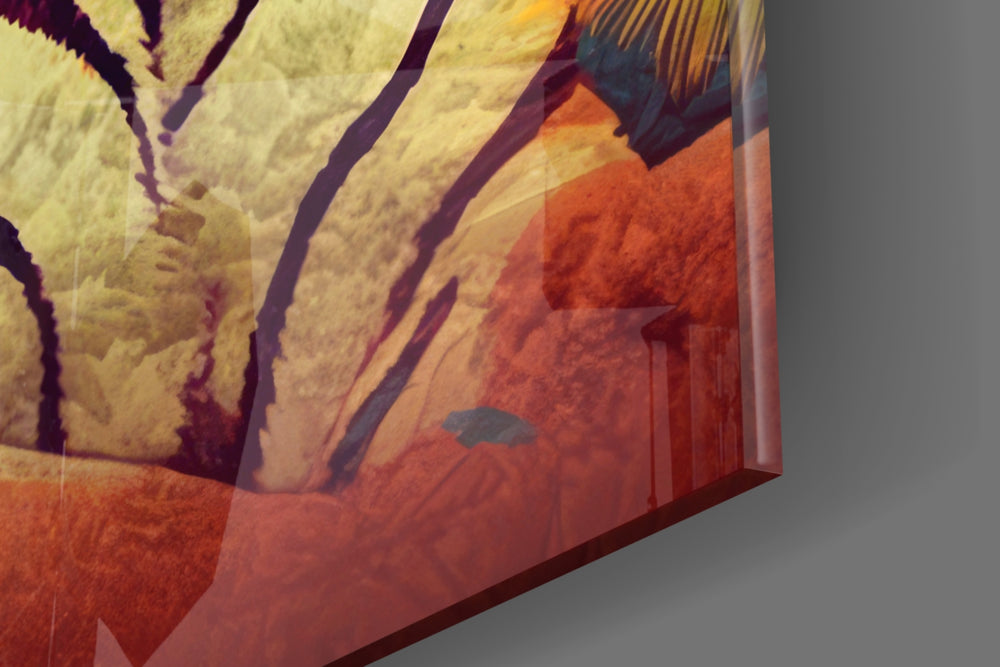 Animal-portrait artwork anchoring a wall with turquoise-and-coral palette