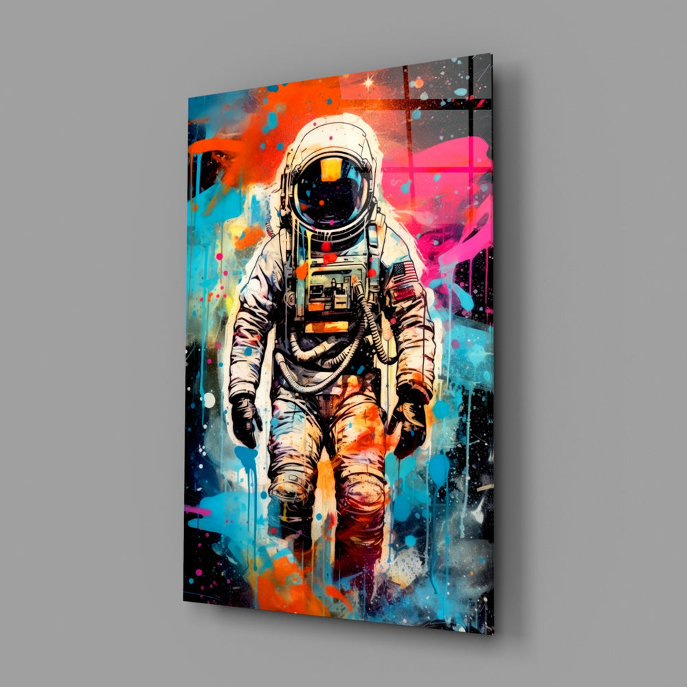 Cosmic-graffiti panel bringing cinematic glow to a gaming den