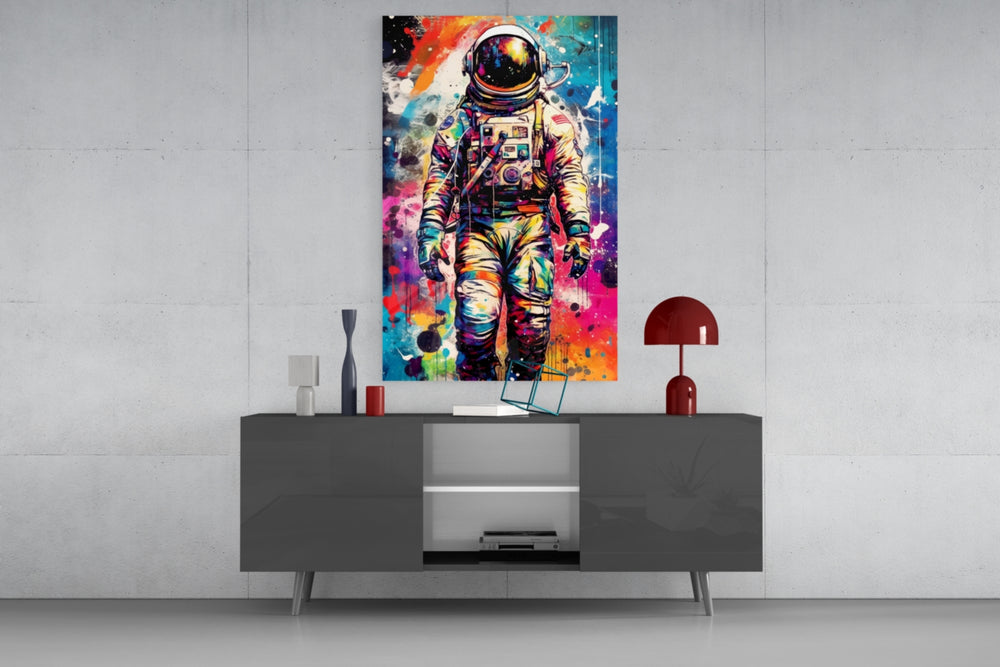Astronaut panel catching lamp light to reveal its cinematic glow