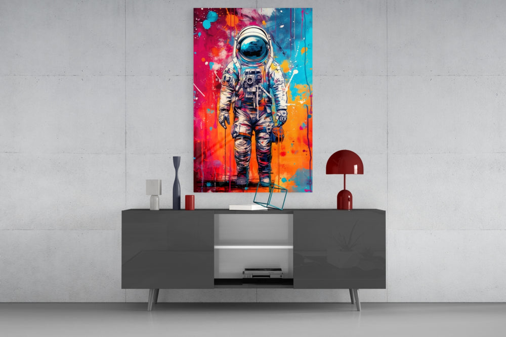Astronaut panel catching lamp light to reveal its cinematic glow