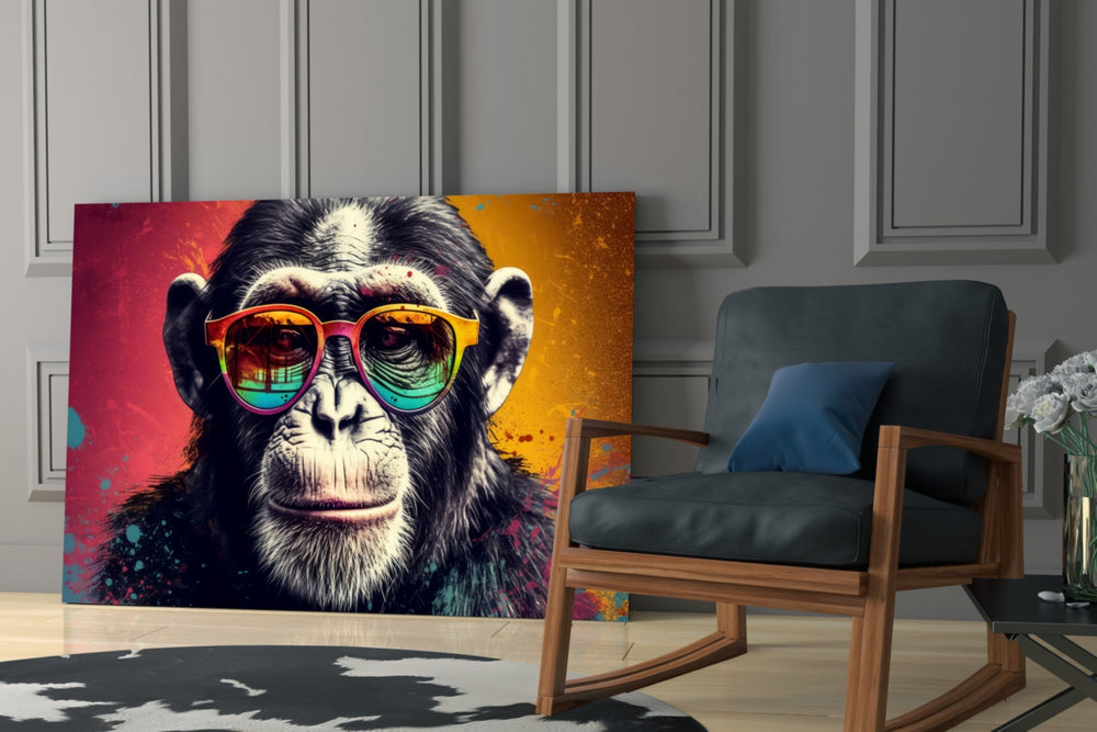 Cool Monkey glass print enhancing a den with statement playfulness