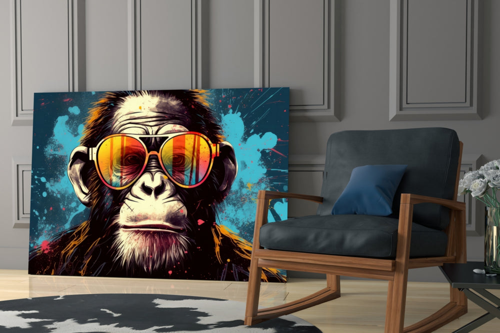 Cool Monkey glass print enhancing a den with statement playfulness