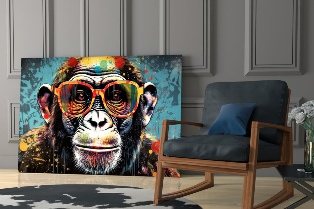 Cool Monkey glass print enhancing a den with statement playfulness