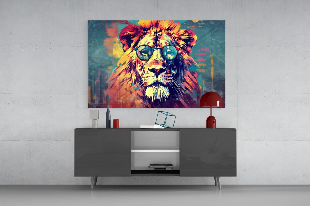 Cool Lion panel catching lamp light to reveal its cinematic glow