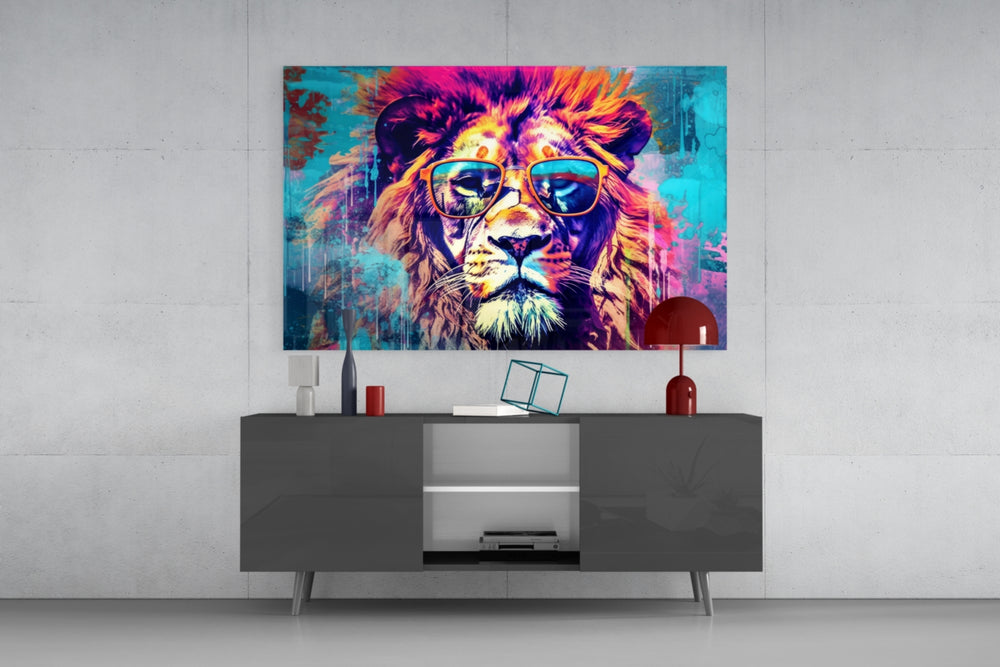 Cool Lion panel catching lamp light to reveal its cinematic glow