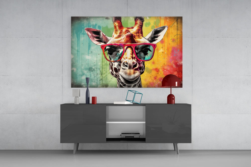 Cool Giraffe panel catching lamp light to reveal its cinematic glow