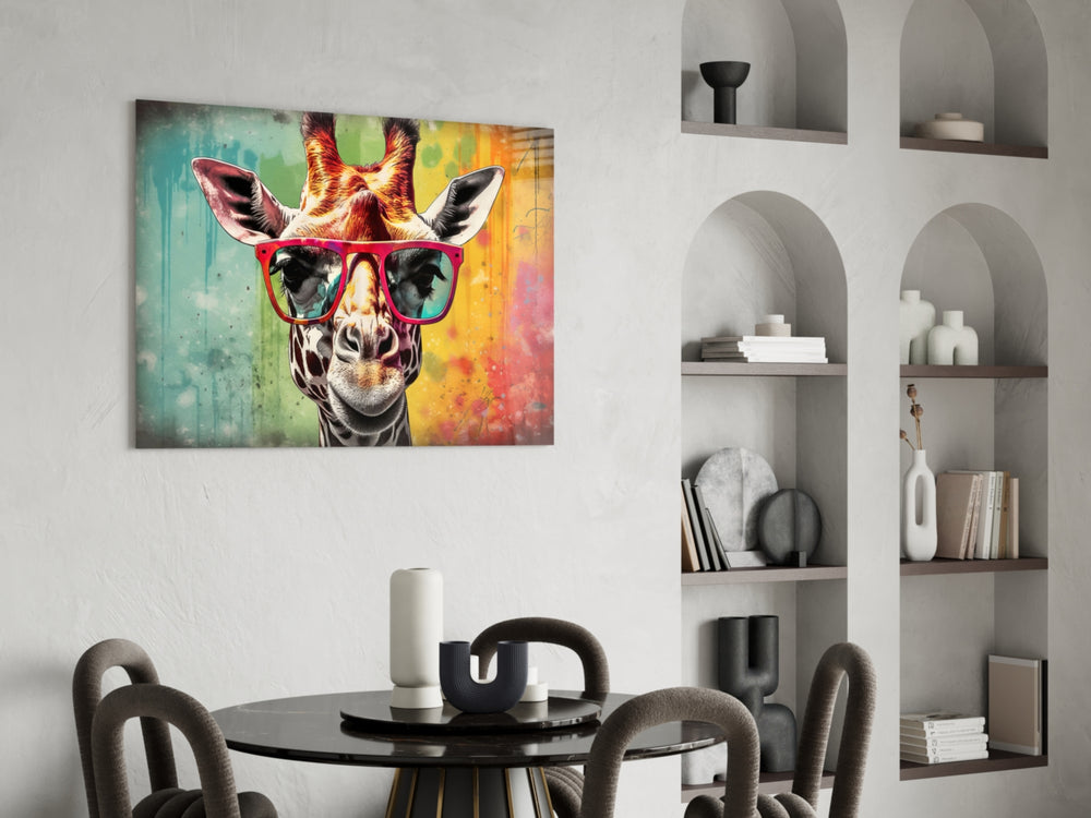 Cool Giraffe panel adding editorial drama to a hallway
