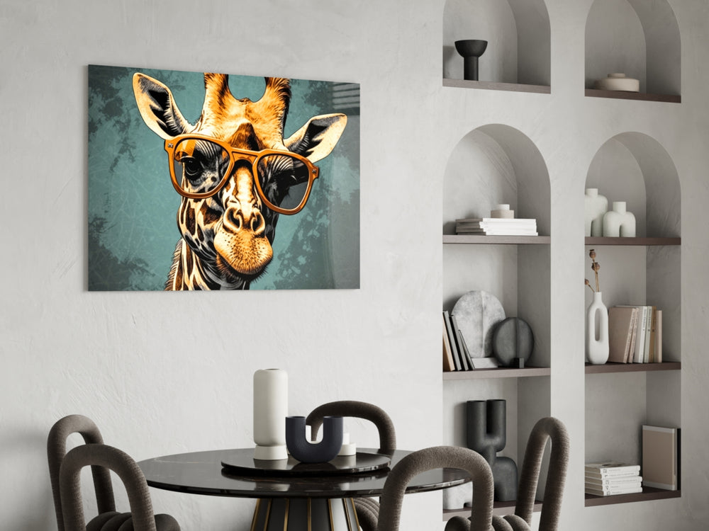 Cool Giraffe panel adding editorial drama to a hallway