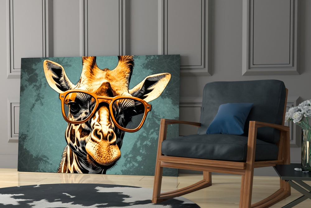 Cool Giraffe glass print enhancing a den with statement playfulness