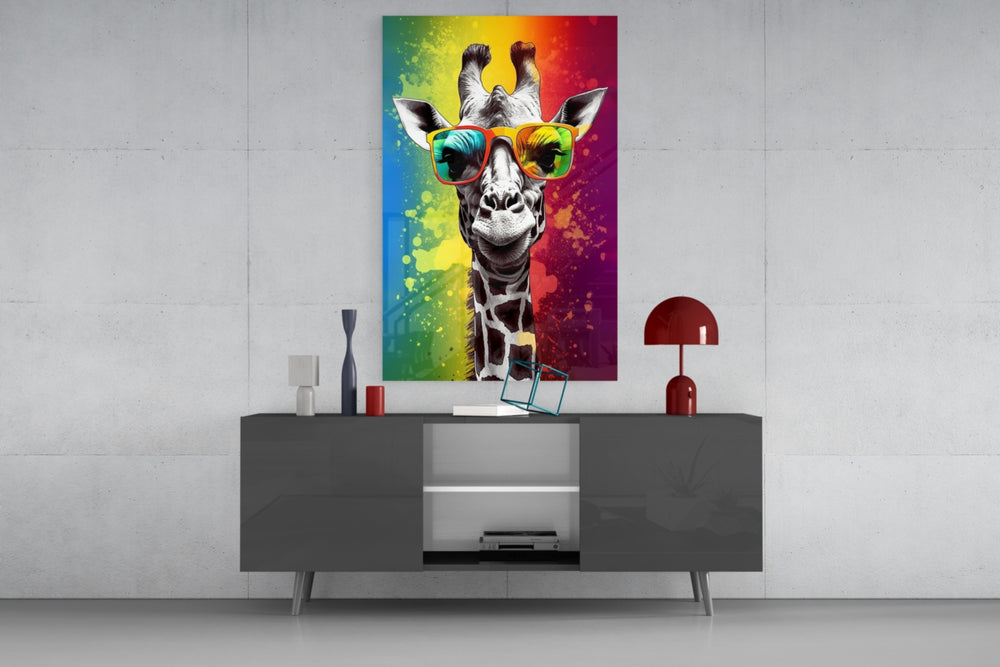 Cool Giraffe panel catching lamp light to reveal its cinematic glow