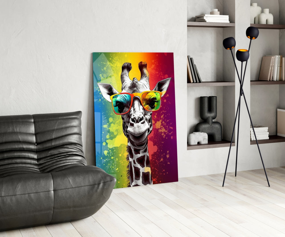 Cool Giraffe panel adding editorial drama to a hallway
