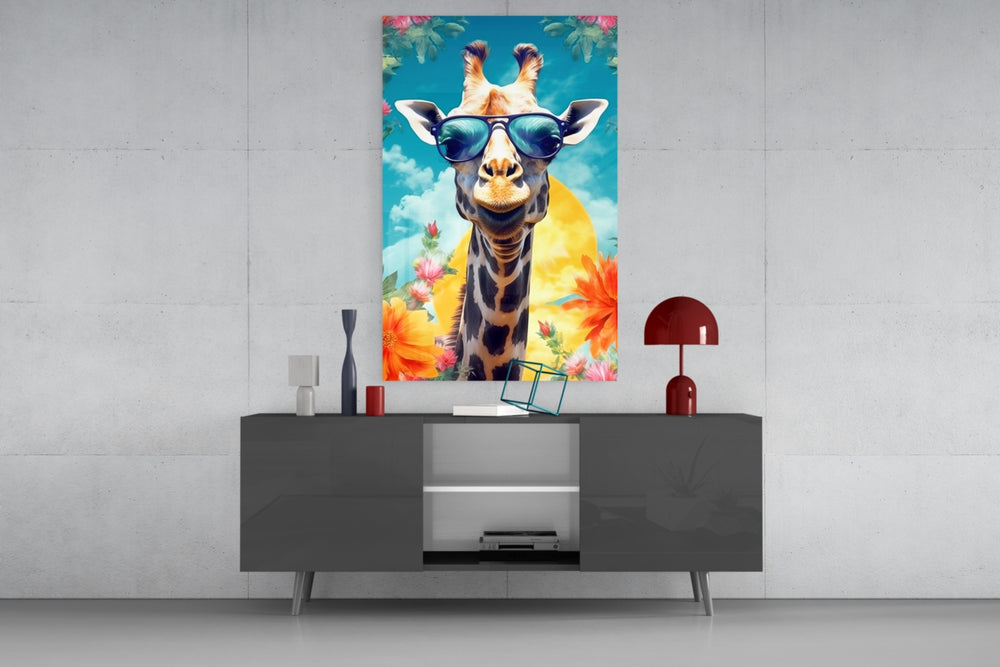 Cool Giraffe panel catching lamp light to reveal its cinematic glow
