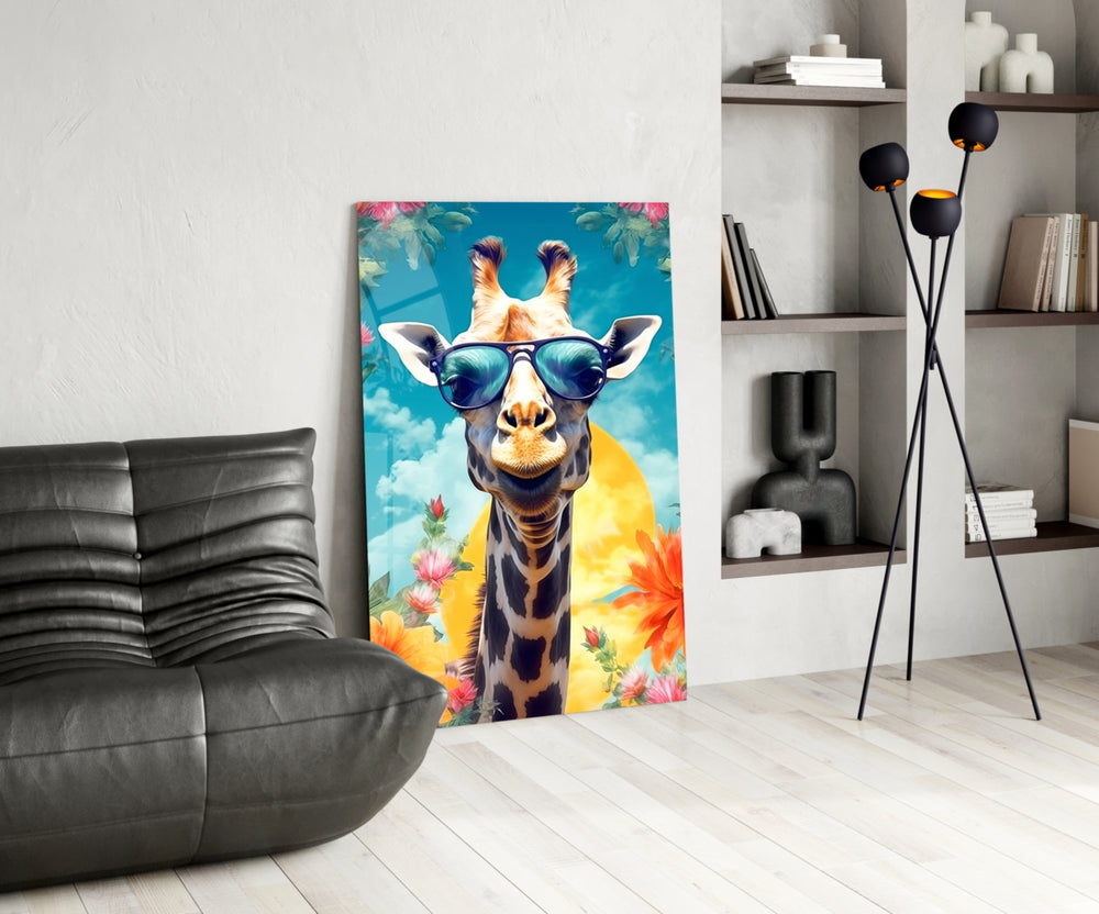 Cool Giraffe panel adding editorial drama to a hallway