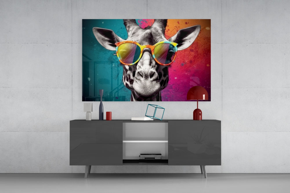 Cool Giraffe panel catching lamp light to reveal its cinematic glow