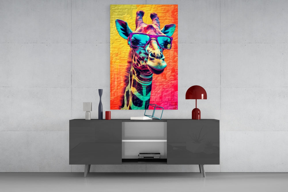 Cool Giraffe panel catching lamp light to reveal its cinematic glow