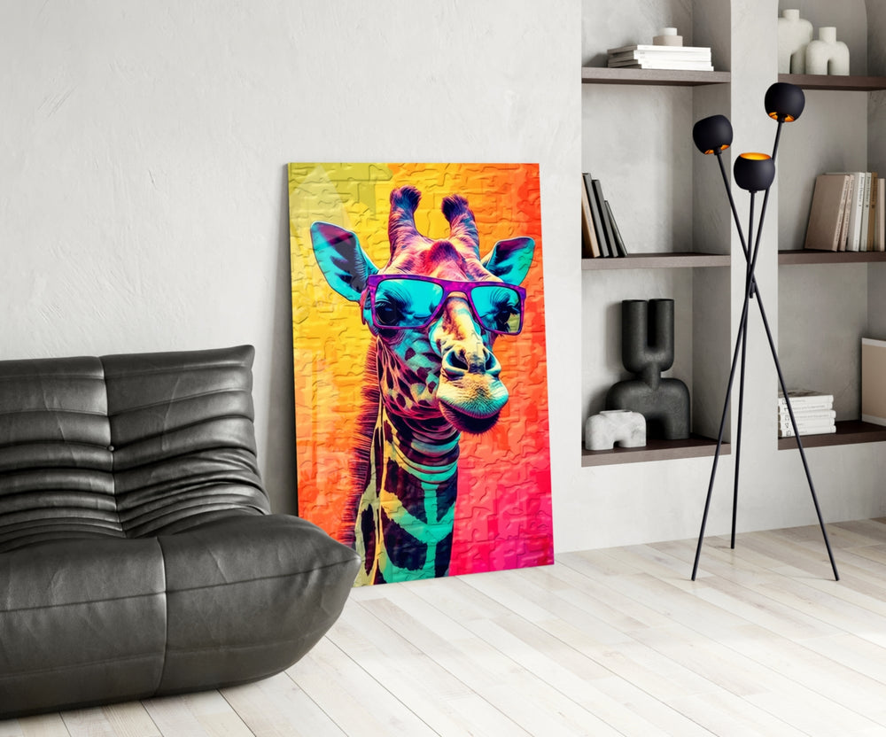 Cool Giraffe panel adding editorial drama to a hallway