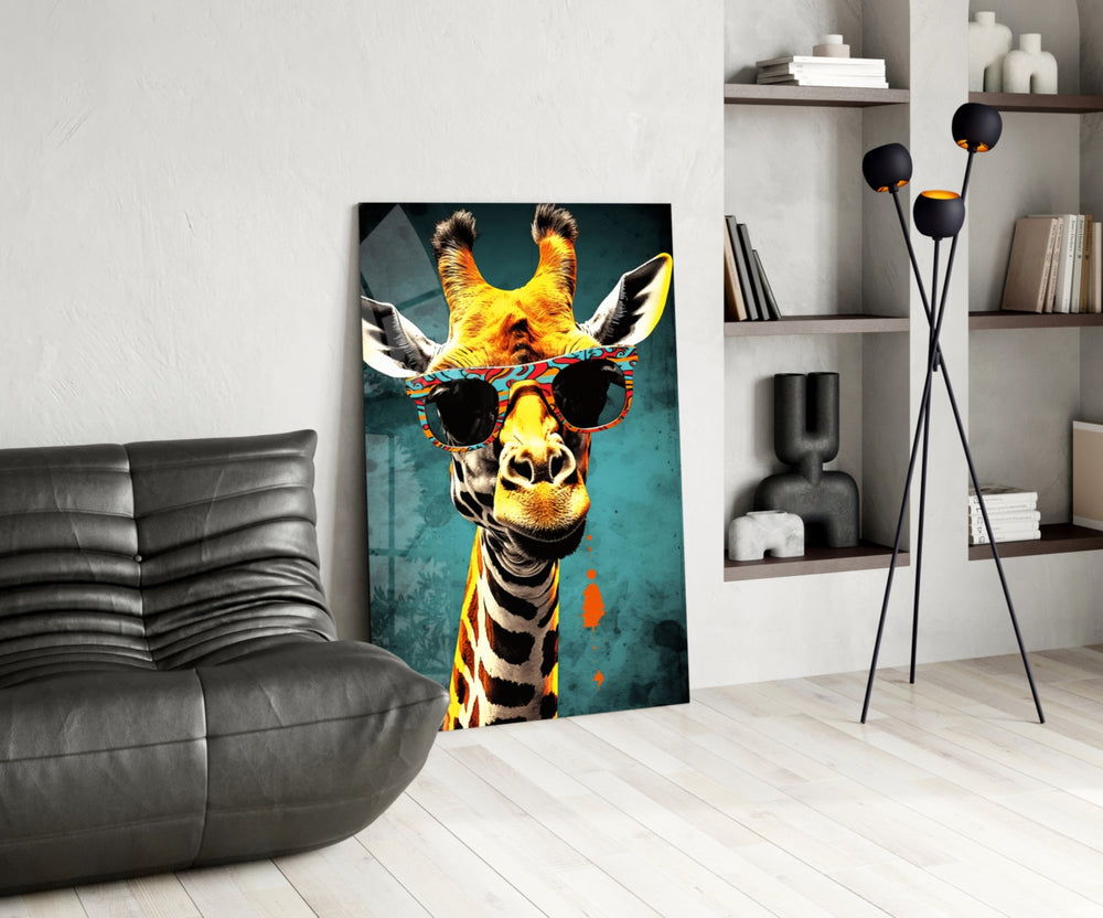 Cool Giraffe panel adding editorial drama to a hallway