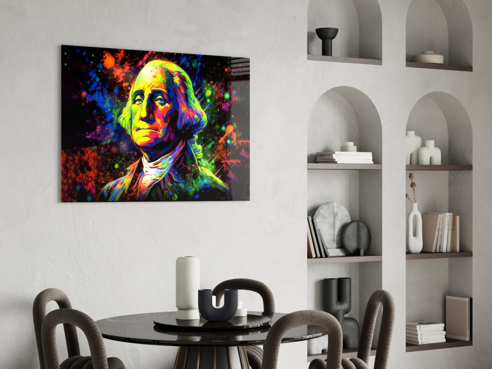 Benjamin Franklin panel adding editorial drama to a hallway