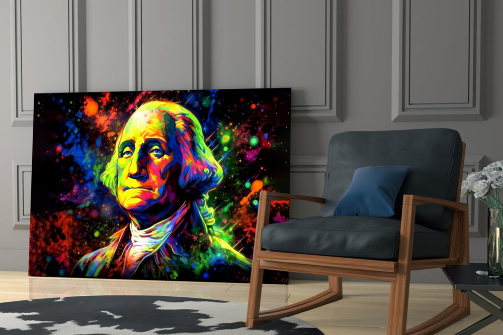 Benjamin Franklin glass print enhancing a den with statement intellect