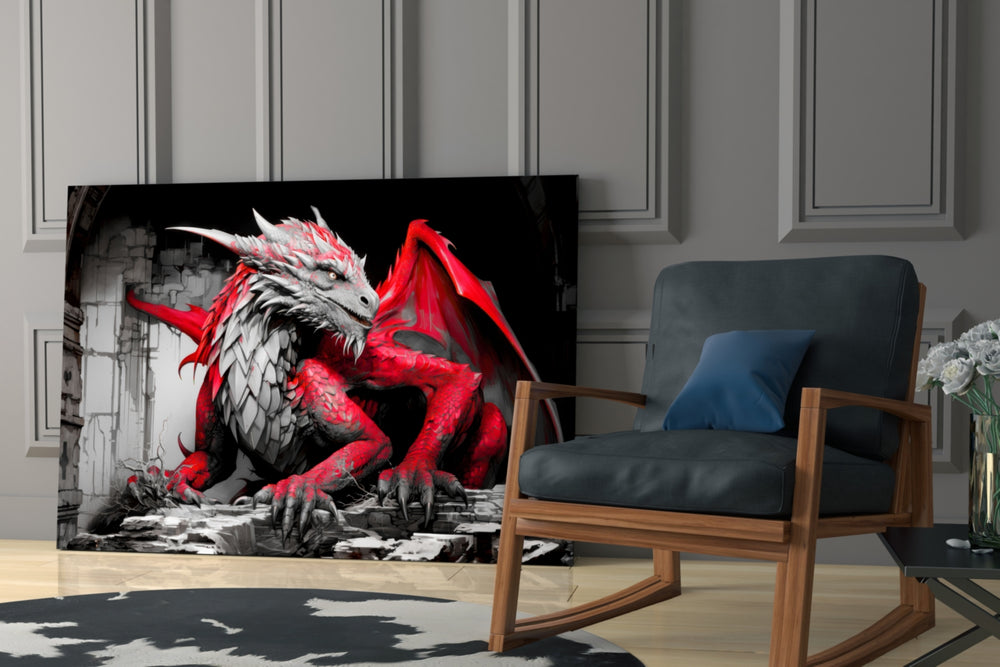Dragon glass print enhancing a den with statement firepower